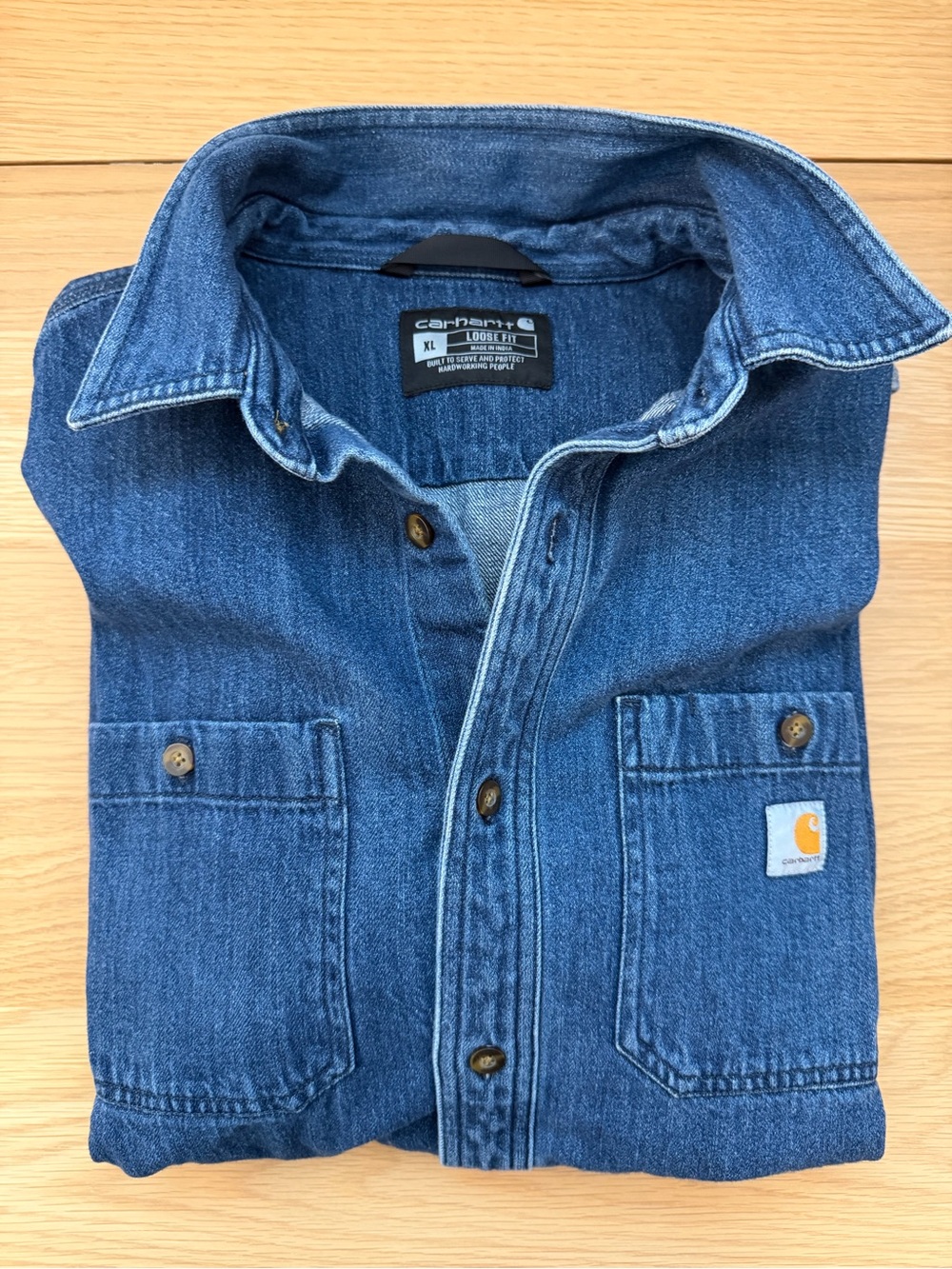 Carhartt Blue Denim Shirt Jacket with Chest Pockets